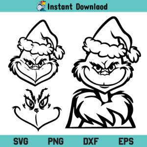 Grinch Christmas SVG, Grinch Face Christmas SVG Bundle, Grinch Santa Christmas SVG, Grinch Christmas Digital SVG Files, Grinch Christmas T Shirt SVG, Grinch Christmas Silhouette