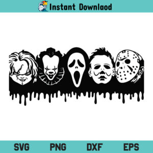 Horror Movie Killers SVG, Halloween Movie Killers SVG File, Halloween SVG, Horror Movie Characters SVG, Horror Movie Killers Jason Voorhees Chucky Ghostface SVG