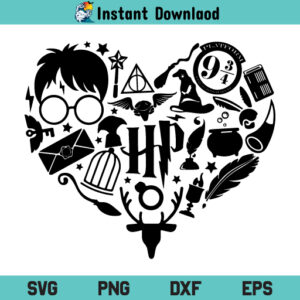 Harry Potter Heart SVG, Harry Potter Heart SVG Cut File, Harry Potter Heart SVG Files For Cricut, Harry Potter Heart Silhouette Cut File, Harry Potter Heart, PNG, T Shirt Design SVG