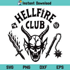 Stranger Thing Hellfire Club SVG Cut File, Stranger Thing Hellfire Club Black SVG, Stranger Thing SVG, Hellfire Club SVG, Halloween SVG, Stranger Thing Hellfire Club Digital Download SVG