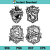 Hogwarts All House Crest SVG, Harry Potter Hogwarts All House Crest SVG Cut File, Hogwarts All House Crest SVG Files For Cricut, Vector, Silhouette Cut File, PNG, T Shirt Design SVG, Digital Download