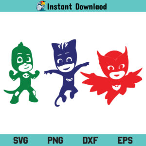 PJ Masks SVG, PJ Masks SVG Cut File, PJ Masks SVG Files For Cricut, PJ Masks PNG, T Shirt Design SVG