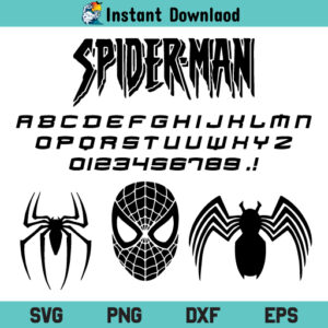 Spiderman SVG, Spiderman Font Letters SVG, Spiderman logo SVG