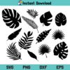 Black White Tropical Leaves SVG, Black White Tropical Leaves SVG Cut File, Black White Tropical Leaves SVG Files For Cricut, Black White Tropical Leaves Silhouette Cut File, PNG, T Shirt Design SVG