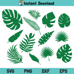 Tropical Leaves SVG, Tropical Leaves SVG Cut File, Tropical Leaves SVG Files For Cricut, Tropical Leaves, PNG, DXF, T Shirt Design SVG