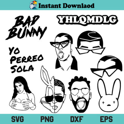 Bad Bunny Black White SVG, Logo SVG
